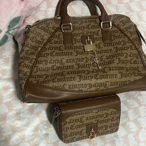 Juicy Couture Brown Logo Satchel and Wallet Set